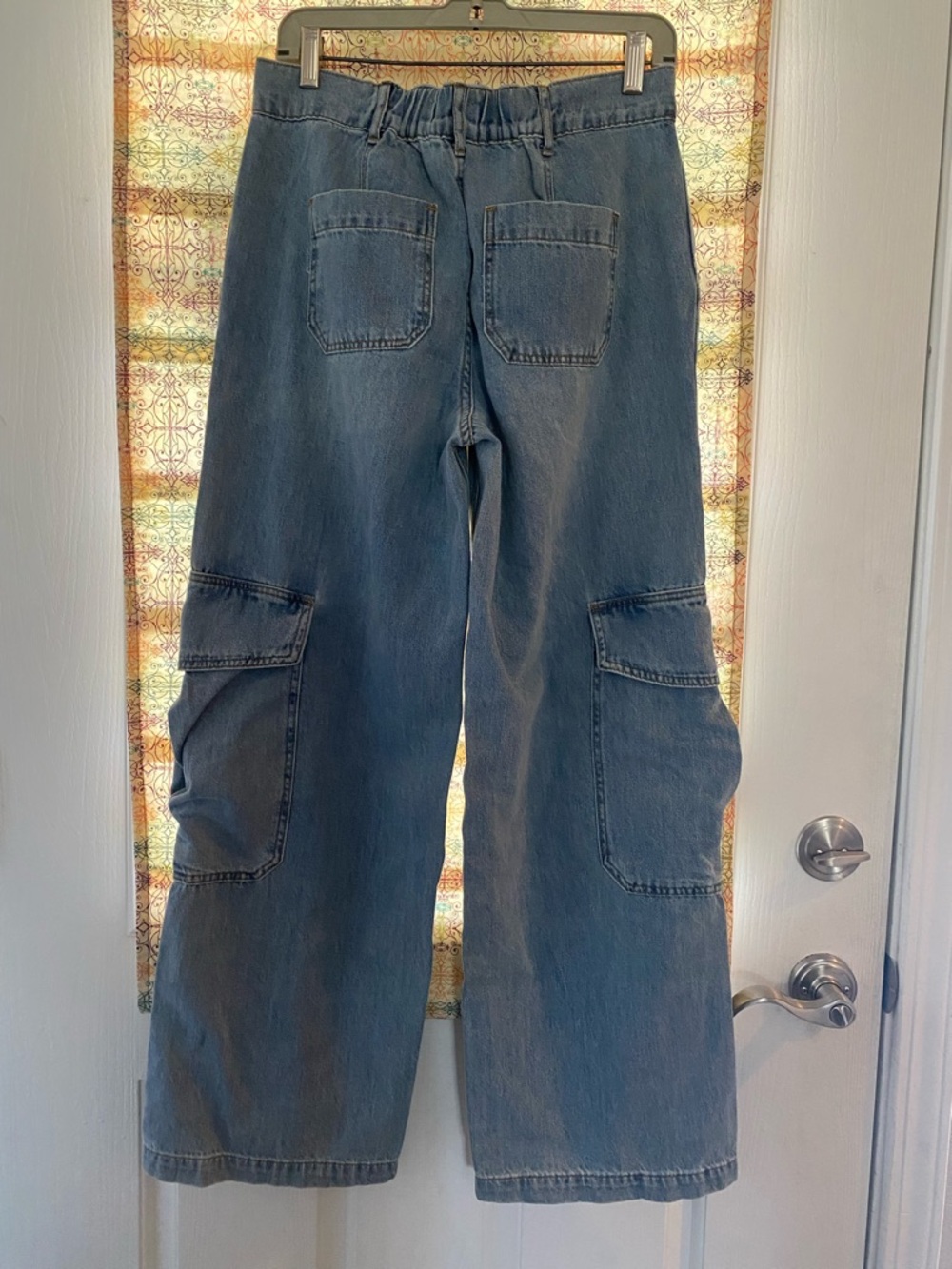 Trendy Boutique Denim Wide-Leg Cargo Jeans - Light Blue View 2